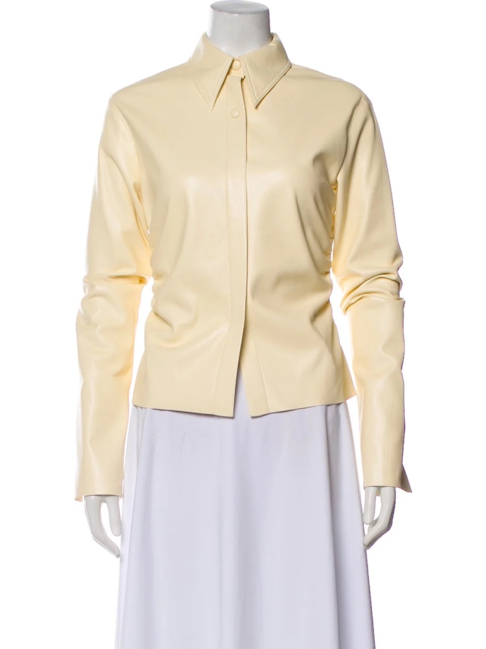 Nanushka Pale Yellow Leather Button-Front Jacket